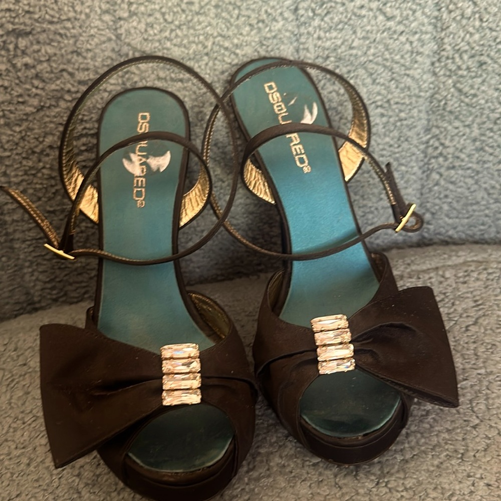 D Squared Satin Jewelled sandals. Perfect for prom NEVER WORN 37 fits US 6.5